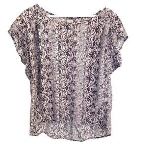 CONVERSE One Star Lightweight Flowy Cap Sleeve Blouse Tunic in Gray Pattern Sz L